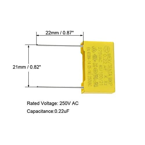 uxcell Safety Capacitors Polypropylene Film 0.22uF 275VAC X2 | Compact, Flame Retardant, Long Service Life thumbnail 3