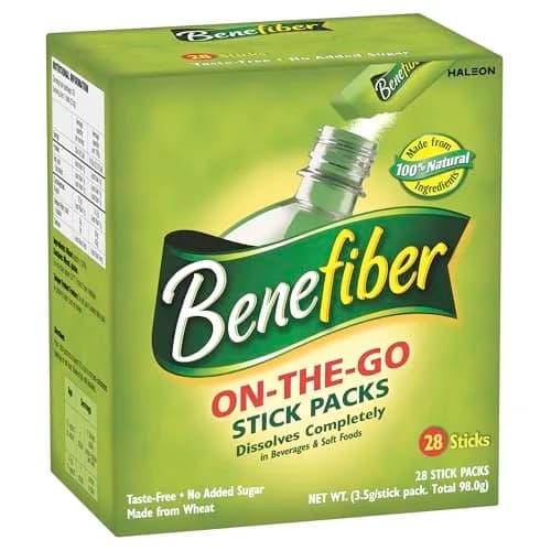 Benefiber Natural Fibre Supplement On-The-Go Stick Packs, 28 Count | Digestive Health Prebiotic Fiber thumbnail 1