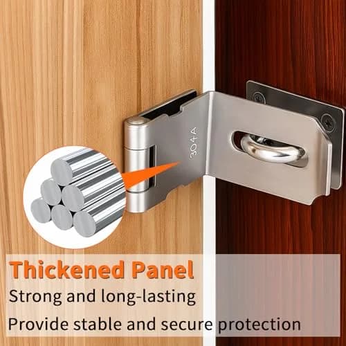 HOWDIA 90 Degree Hasp Latch 6.3cm (2.5 Inch) | Stainless Steel Security Lock for Sliding & Barn Doors thumbnail 6