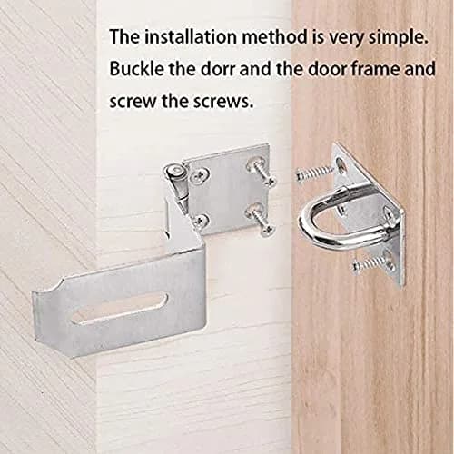 HOWDIA 90 Degree Hasp Latch 6.3cm (2.5 Inch) | Stainless Steel Security Lock for Sliding & Barn Doors thumbnail 3