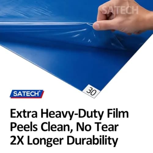 SATECH Sticky Tacky Adhesive Mat 114cm x 91cm (36" x 45") | Cleanroom Lab Hospital Pet Entrance Mat (Case of 4 Mats, 120 Sheets Total) thumbnail 3