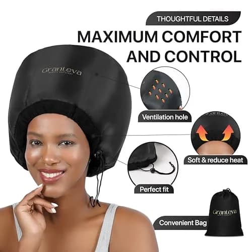 Granteva Large Hooded Hair Dryer Attachment with Headband for Curly Hair, Speeds Drying Time, Deep Conditioning At Home thumbnail 2