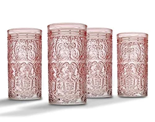 Godinger Jax Pink Highball Glasses Set of 4 | 355ml (12 Fl Oz) Clear Glass Cups thumbnail 1