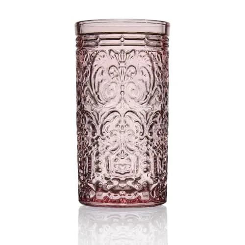 Godinger Jax Pink Highball Glasses Set of 4 | 355ml (12 Fl Oz) Clear Glass Cups thumbnail 3