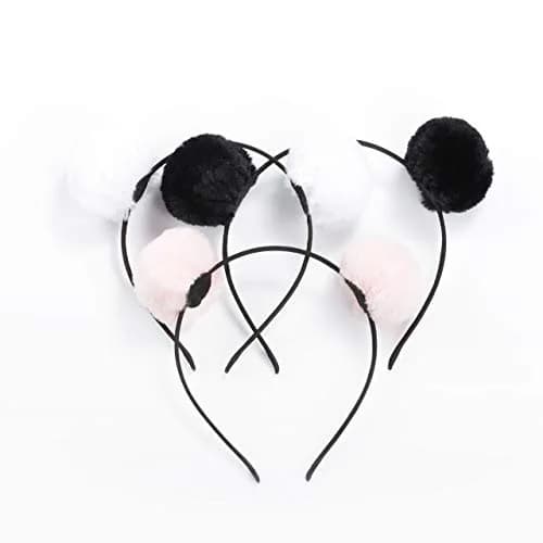 lasenersm Fluffy Furry Pom-Ball Headbands and Elastic Hair Ties - 6 Pieces, 3 Pairs | Cute Faux Fur Animal Ear Headbands for Girls & Women thumbnail 2