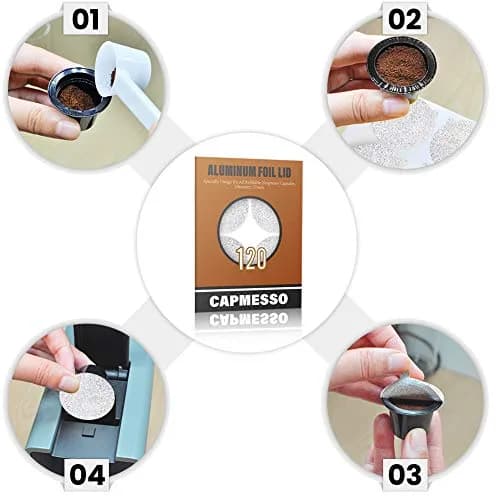 CAPMESSO Aluminum Coffee Pod Seal Lids for Nespresso Original Line Capsules, 120PCS | Reusable Coffee Filter Alternative thumbnail 7