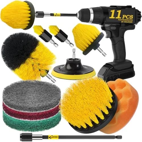 Holikme Drill Brush Set 11 Pieces | Deep Surface & Grout Cleaning with Power Scrubber thumbnail 1