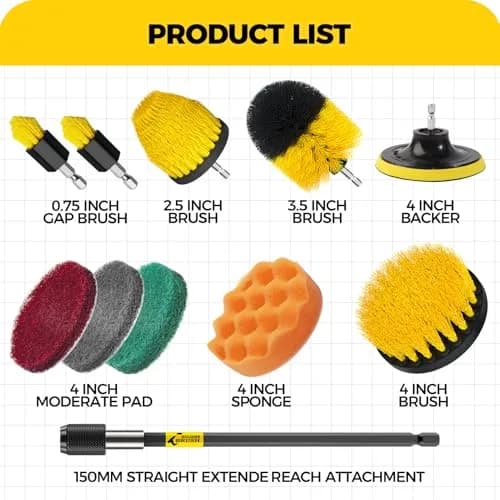 Holikme Drill Brush Set 11 Pieces | Deep Surface & Grout Cleaning with Power Scrubber thumbnail 6