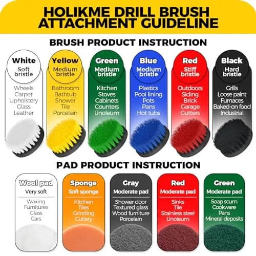 Holikme Drill Brush Set 11 Pieces | Deep Surface & Grout Cleaning with Power Scrubber thumbnail 7