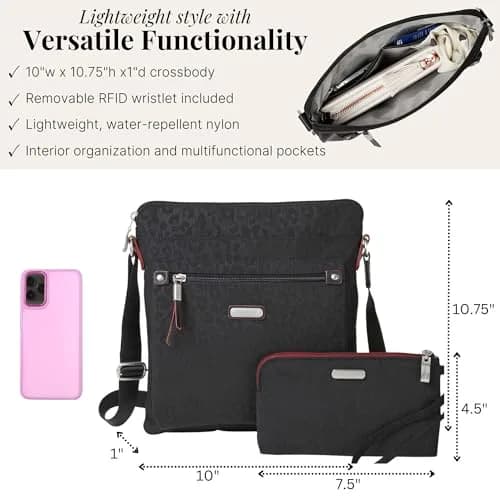 Baggallini Go Bagg with RFID Wristlet - Lightweight Travel Crossbody Bag for Women thumbnail 4
