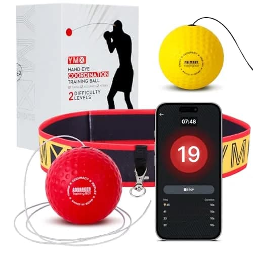 YMX BOXING Training Reflex Ball with Counter App & Headband | 10.2cm (4 inch) Diameter thumbnail 1