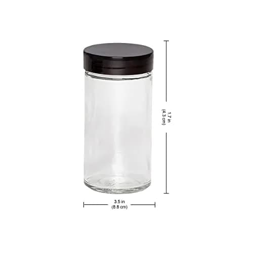 Kamenstein 12-Piece Empty Glass Spice Jar Set Black Lids 3 oz | Clear, Airtight, Versatile Kitchen Storage thumbnail 3