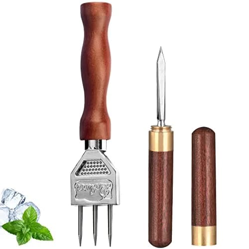 LINALL Three Pronged Ice Pick Set of 2 | Durable Stainless Steel Bartender Tool 184mm (7.2 inch) thumbnail 1