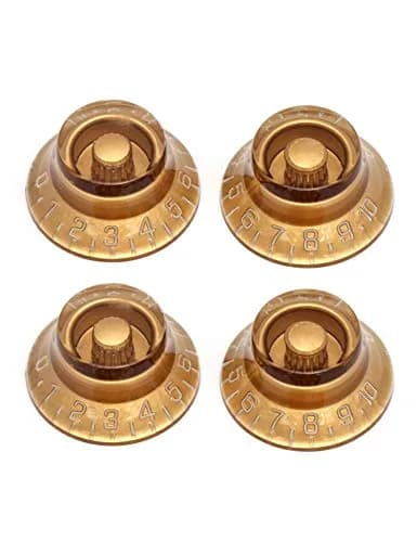 Metallor Gold Top Hat Electric Guitar Knobs 4Pcs | Fits 6mm Spline Shaft Pots thumbnail 1