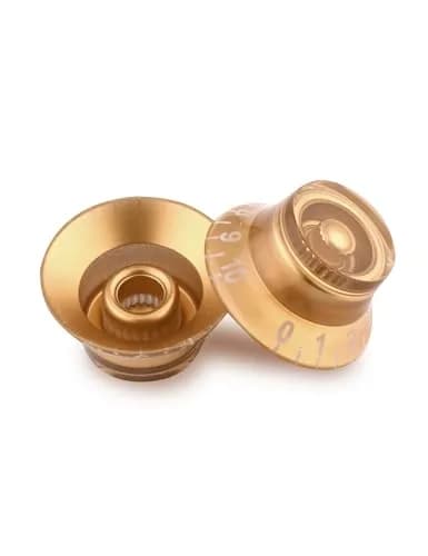 Metallor Gold Top Hat Electric Guitar Knobs 4Pcs | Fits 6mm Spline Shaft Pots thumbnail 3