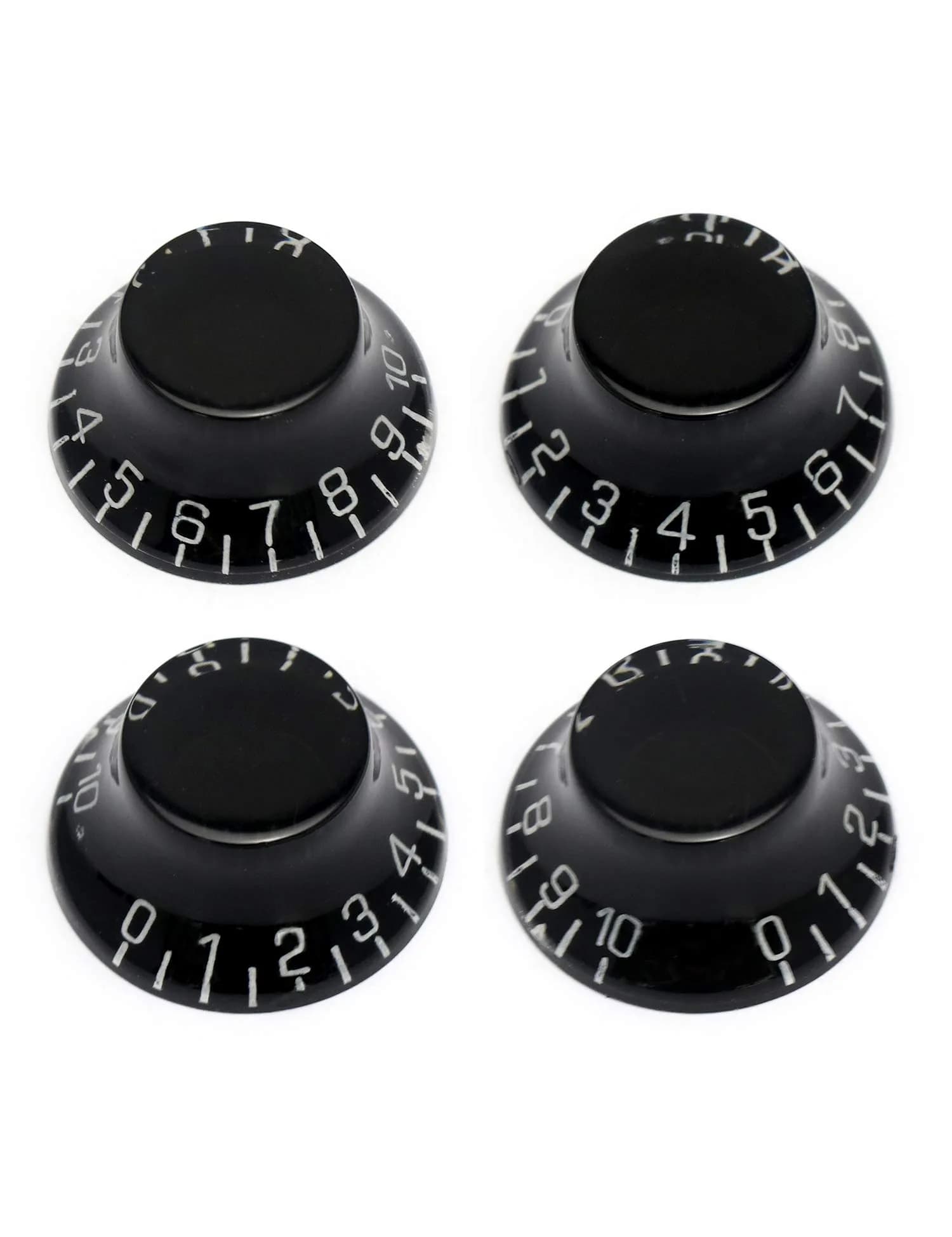 Metallor Black Top Hat Guitar Knobs for Gibson Les Paul Style Electric Guitars, 6mm Spline Shaft (4-Pack) — Black