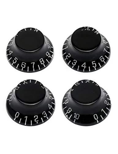 Metallor Black Top Hat Guitar Knobs for Gibson Les Paul Style Electric Guitars, 6mm Spline Shaft (4-Pack) thumbnail 1