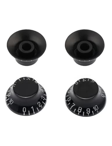 Metallor Black Top Hat Guitar Knobs for Gibson Les Paul Style Electric Guitars, 6mm Spline Shaft (4-Pack) thumbnail 2