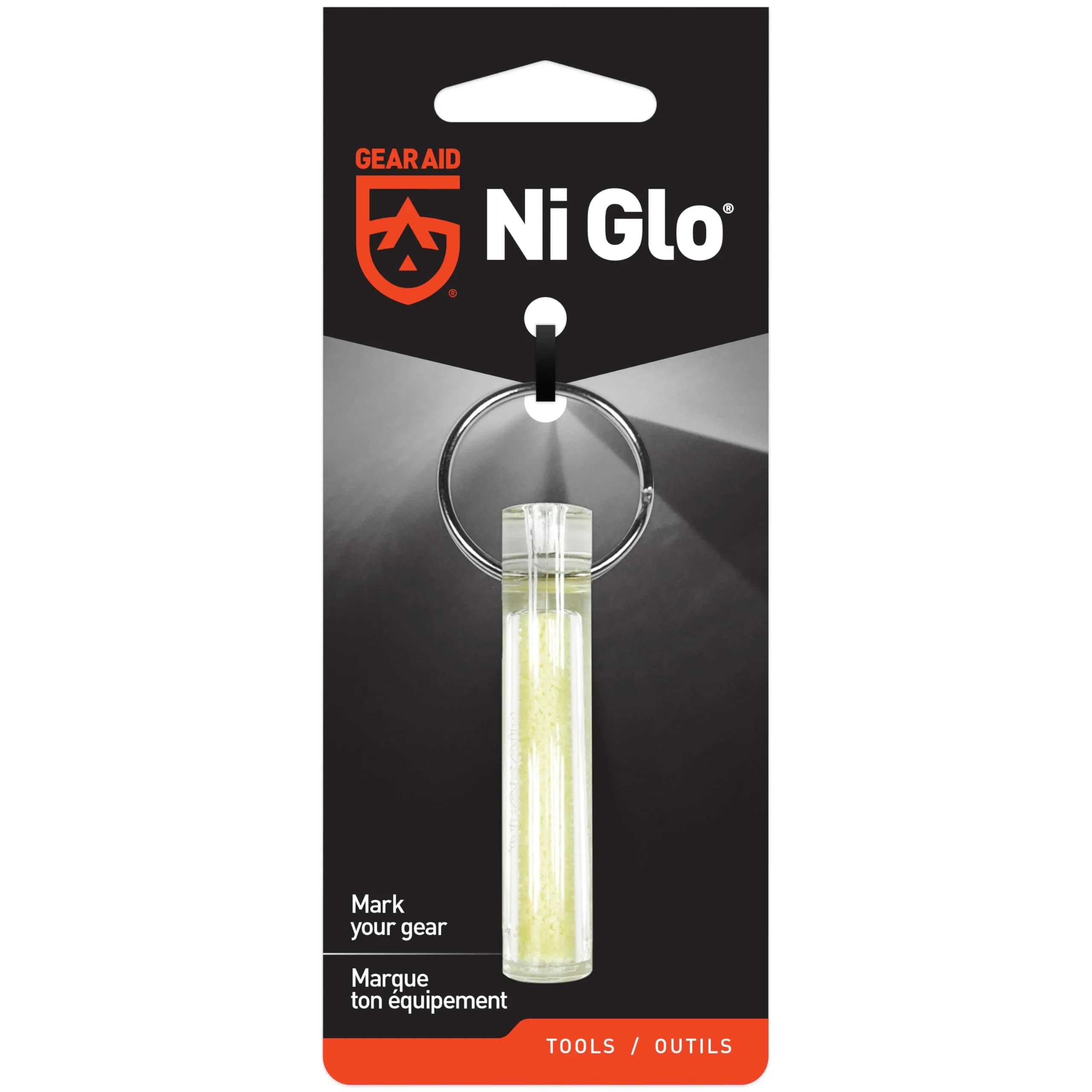 GEAR AID Ni Glo UV Rechargeable Glowing Keychain 2cm (0.79in) | Glows Bright Green for Hours - main product image
