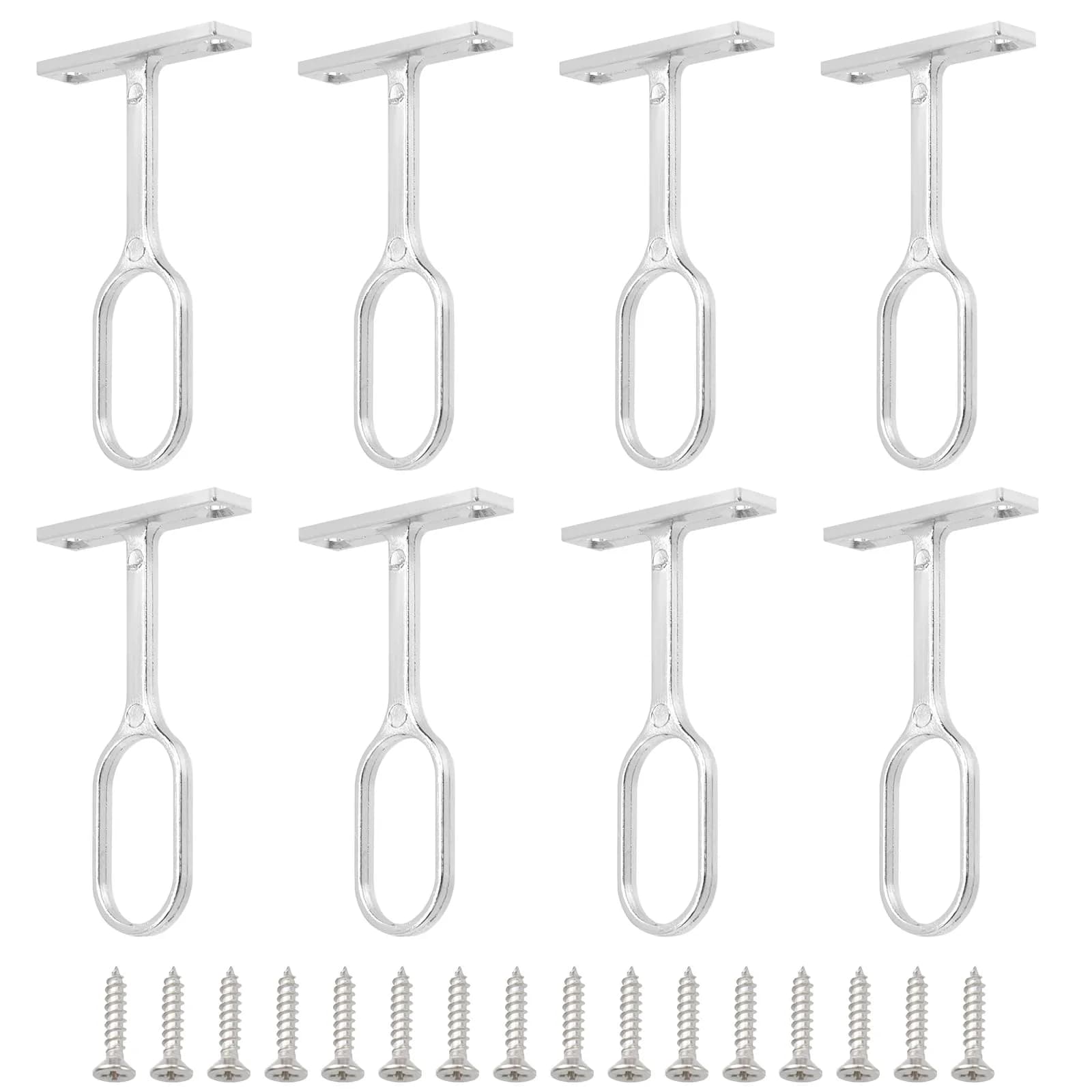 Rannb Oval Closet Rod Support Brackets 7 cm (2.75") | 8-Pack Zinc Alloy Middle Supports for Oval Rods - main product image