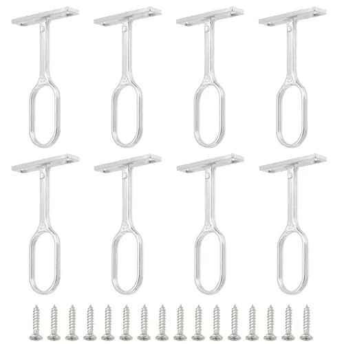 Rannb Oval Closet Rod Support Brackets 7 cm (2.75") | 8-Pack Zinc Alloy Middle Supports for Oval Rods thumbnail 1