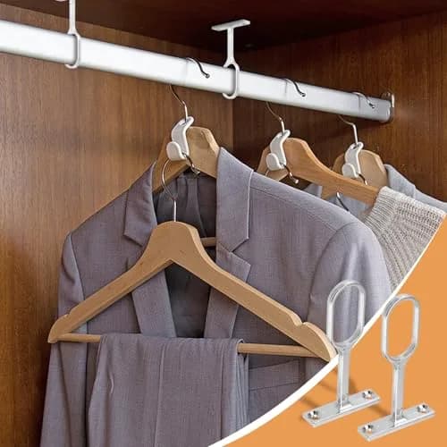 Rannb Oval Closet Rod Support Brackets 7 cm (2.75") | 8-Pack Zinc Alloy Middle Supports for Oval Rods thumbnail 4