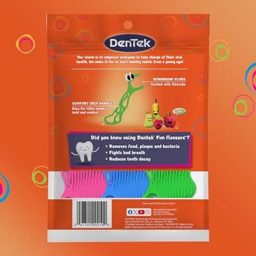 DenTek Kids Flossers Wild Fruit Flavor 225 Count (Pack of 3) | Fluoride-Coated for Oral Health thumbnail 8