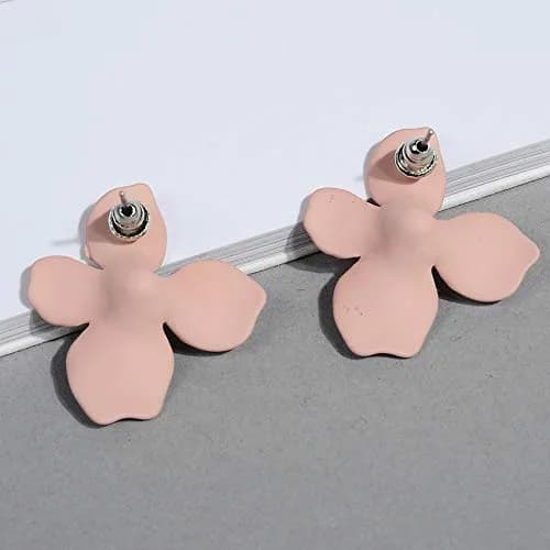 Artilady Pink Flower Boho Stud Earrings for Women | Acrylic Resin & Brass, Lightweight & Hypoallergenic thumbnail 5