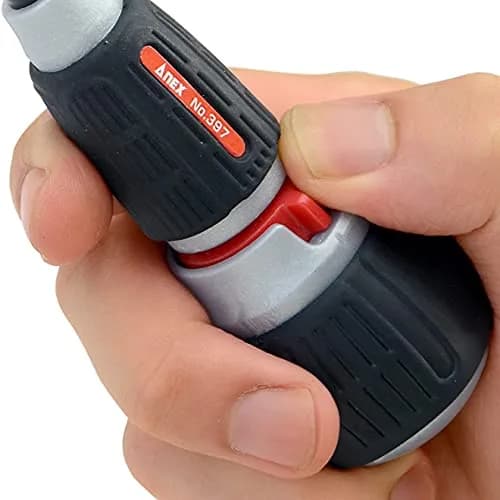 Anex 72-Gear Ratcheting Screwdriver with Ball Handle & Magnetic Bit Set 135mm (5.3") | Heavy Duty Japanese Tool thumbnail 5