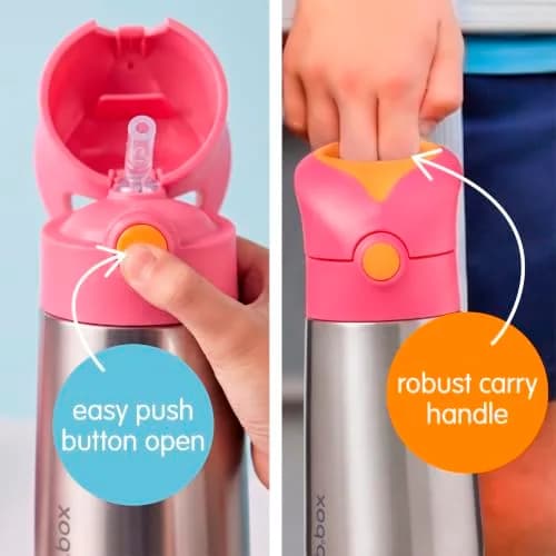 b.box Insulated Water Bottle for Kids, 350ml (12 oz) Toddler Water Bottle with Straw | Keeps Drinks Cold for 8 Hours thumbnail 5