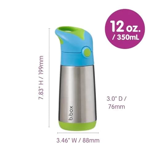 b.box Insulated Water Bottle for Kids, 350ml (12 oz) Ocean Breeze | Keeps Drinks Cold 8 Hrs, Warm 6 Hrs thumbnail 4