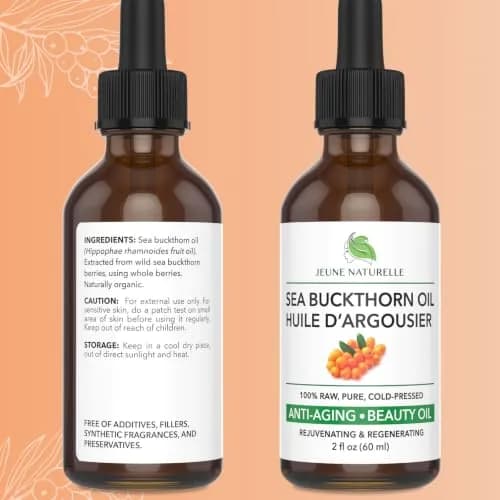 Jeune Naturelle Sea Buckthorn Oil 2 Fl Oz | Organic, Pure, Cold Pressed, Unrefined, Non-Comedogenic thumbnail 3
