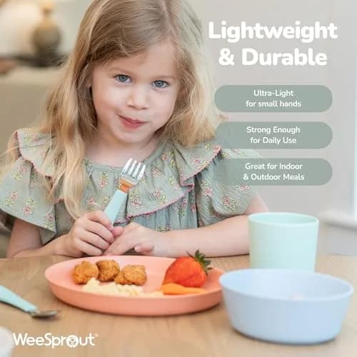WeeSprout Bamboo Plates Set of 4 20.32cm (8 Inch) | Kid-Safe Dishware for Toddlers thumbnail 4