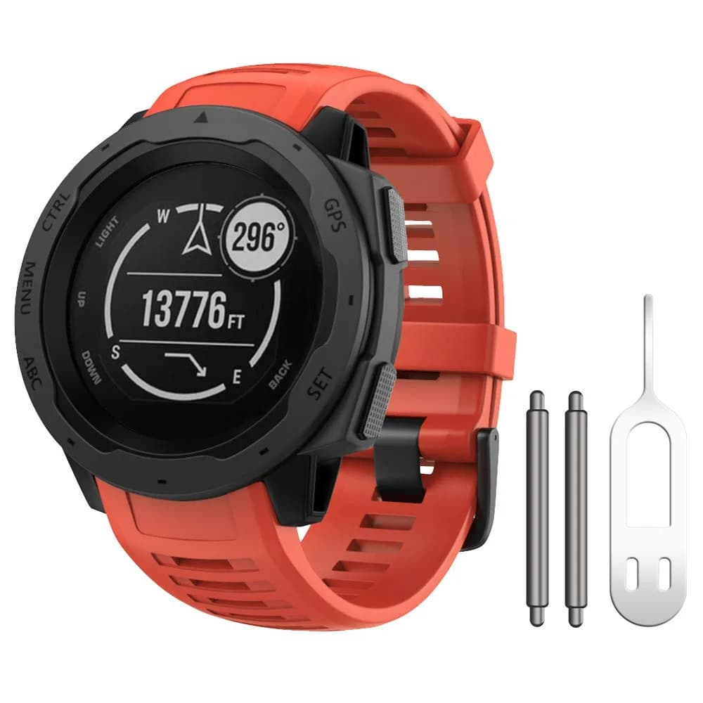 NotoCity Soft Silicone Watch Band for Garmin Instinct 2/Solar/Tactical 22mm (Flame Red) | Durable & Water-Resistant