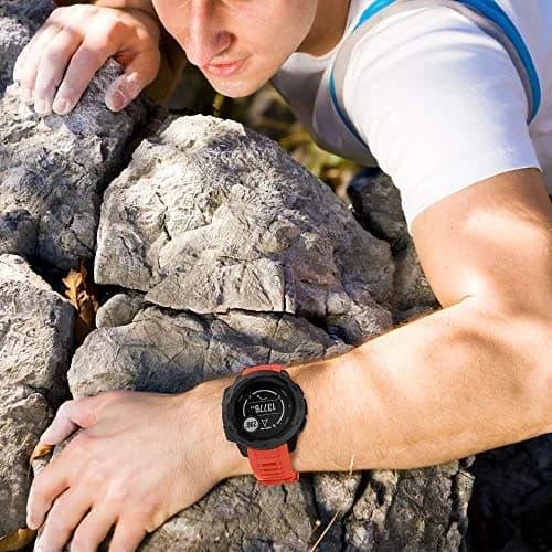 NotoCity Soft Silicone Watch Band for Garmin Instinct 2/Solar/Tactical 22mm (Flame Red) | Durable & Water-Resistant thumbnail 5