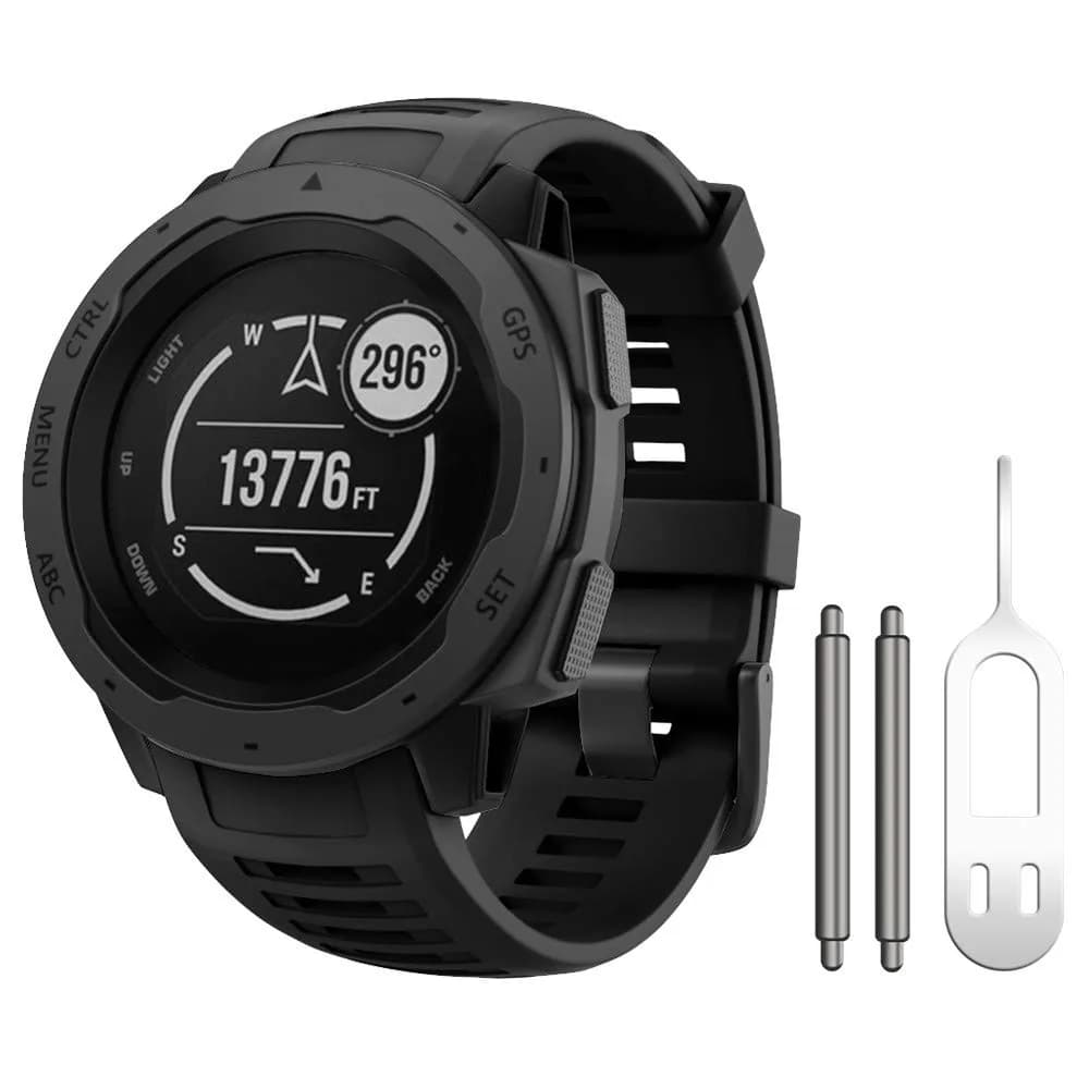 NotoCity Soft Silicone Watch Band for Garmin Instinct 2/Solar/Tactical 20mm Black | Durable & Comfortable Fit - main product image