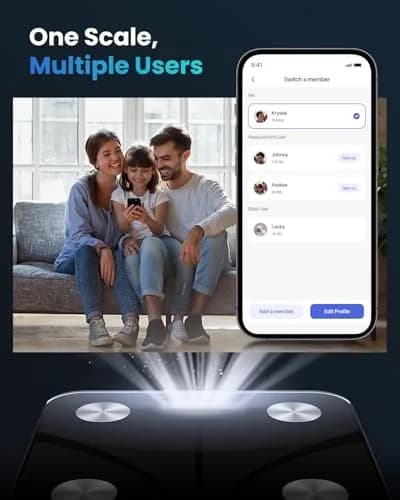RENPHO Digital Smart Scale, BMI & Body Fat, Bluetooth, 13 Metrics, App Sync, 26cm (10.2") | Accurate Body Composition Tracking thumbnail 5