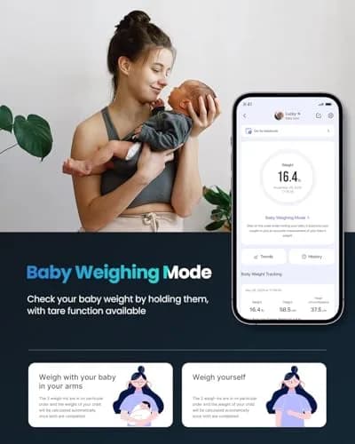 RENPHO Digital Smart Scale, BMI & Body Fat, Bluetooth, 13 Metrics, App Sync, 26cm (10.2") | Accurate Body Composition Tracking thumbnail 6
