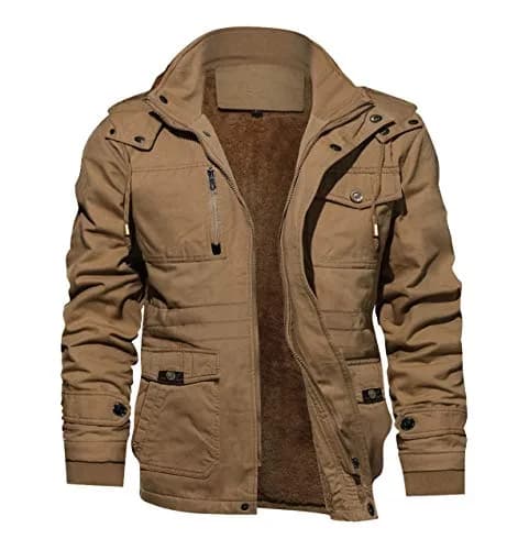 TACVASEN Men's Winter Jacket Fleece Lined Military Thick Coat Khaki L | Windproof & Warm thumbnail 1