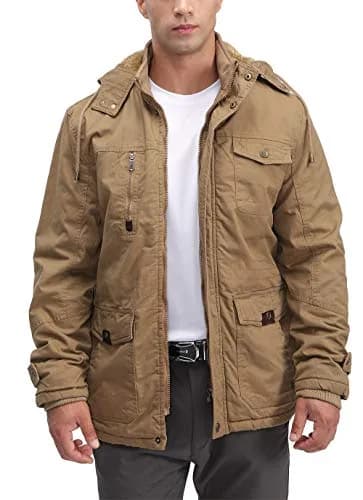 TACVASEN Men's Winter Jacket Fleece Lined Military Thick Coat Khaki L | Windproof & Warm thumbnail 2