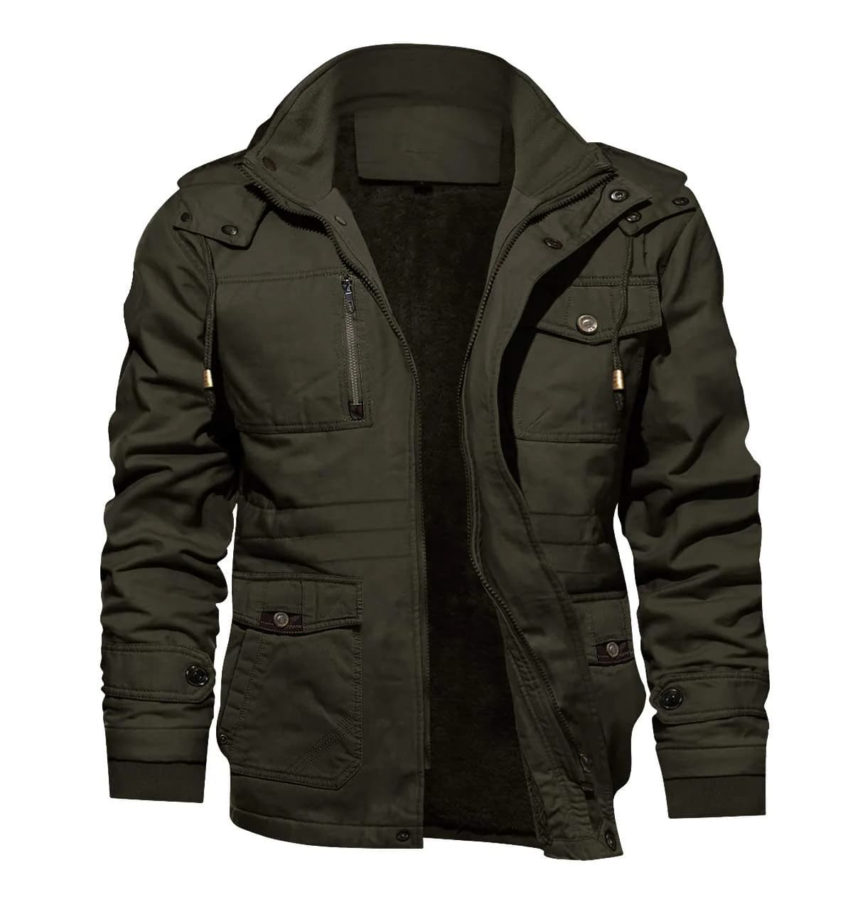 TACVASEN Men's Winter Jacket Fleece Lined Military Thick Coat Khaki L | Windproof & Warm — B.148 Green