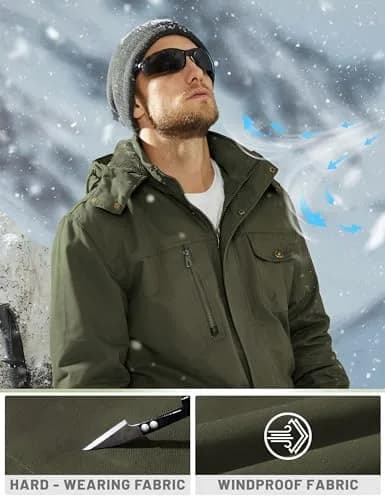 TACVASEN Men's Winter Jacket Fleece Lined Military Coat XL | Windproof & Warm thumbnail 4