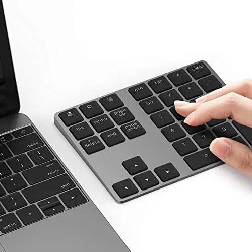 Lekvey Aluminum Rechargeable Wireless Numeric Keypad 34-Keys | Bluetooth 5.0 for Mac, Windows, Android thumbnail 1