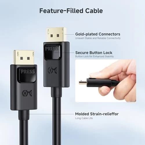 Cable Matters DisplayPort 1.4 Cable 16ft | Supports 8K & 5K Monitors, Gaming & High-Performance GPUs thumbnail 6