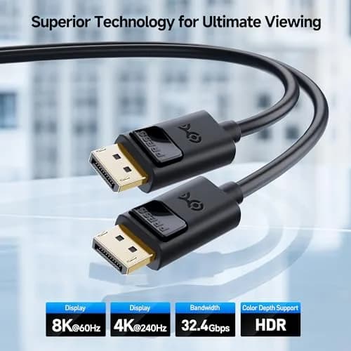 Cable Matters DisplayPort 1.4 Cable 16ft | Supports 8K & 5K Monitors, Gaming & High-Performance GPUs thumbnail 2
