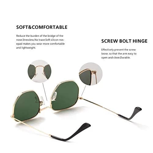 Htms Geometric Sunglasses Polarized UV400 Small Vintage Square Unisex thumbnail 2