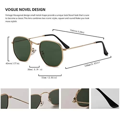 Htms Geometric Sunglasses Polarized UV400 Small Vintage Square Unisex thumbnail 3