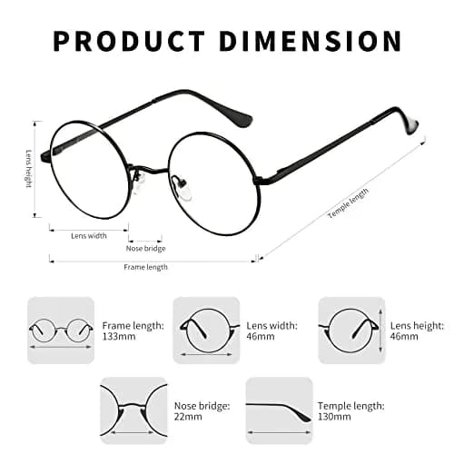 Pro Acme Retro Round Clear Lens Glasses | 46mm (1.81") Lens Width thumbnail 3