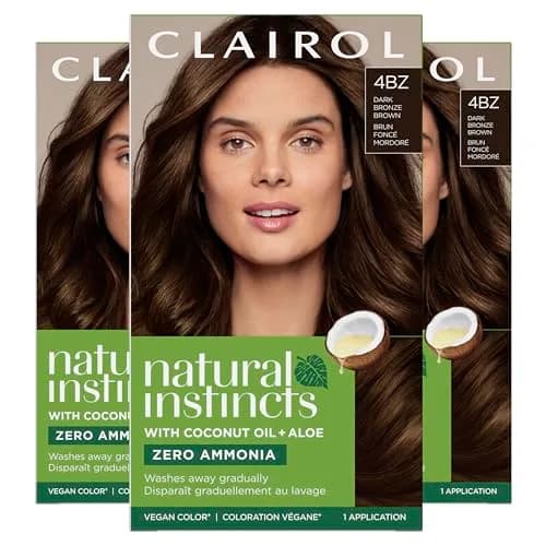 Clairol Natural Instincts Demi-Permanent Hair Dye 4BZ Dark Bronze Brown 525ml (17.55 Fl Oz) | Ammonia-Free Vegan Hair Color thumbnail 1
