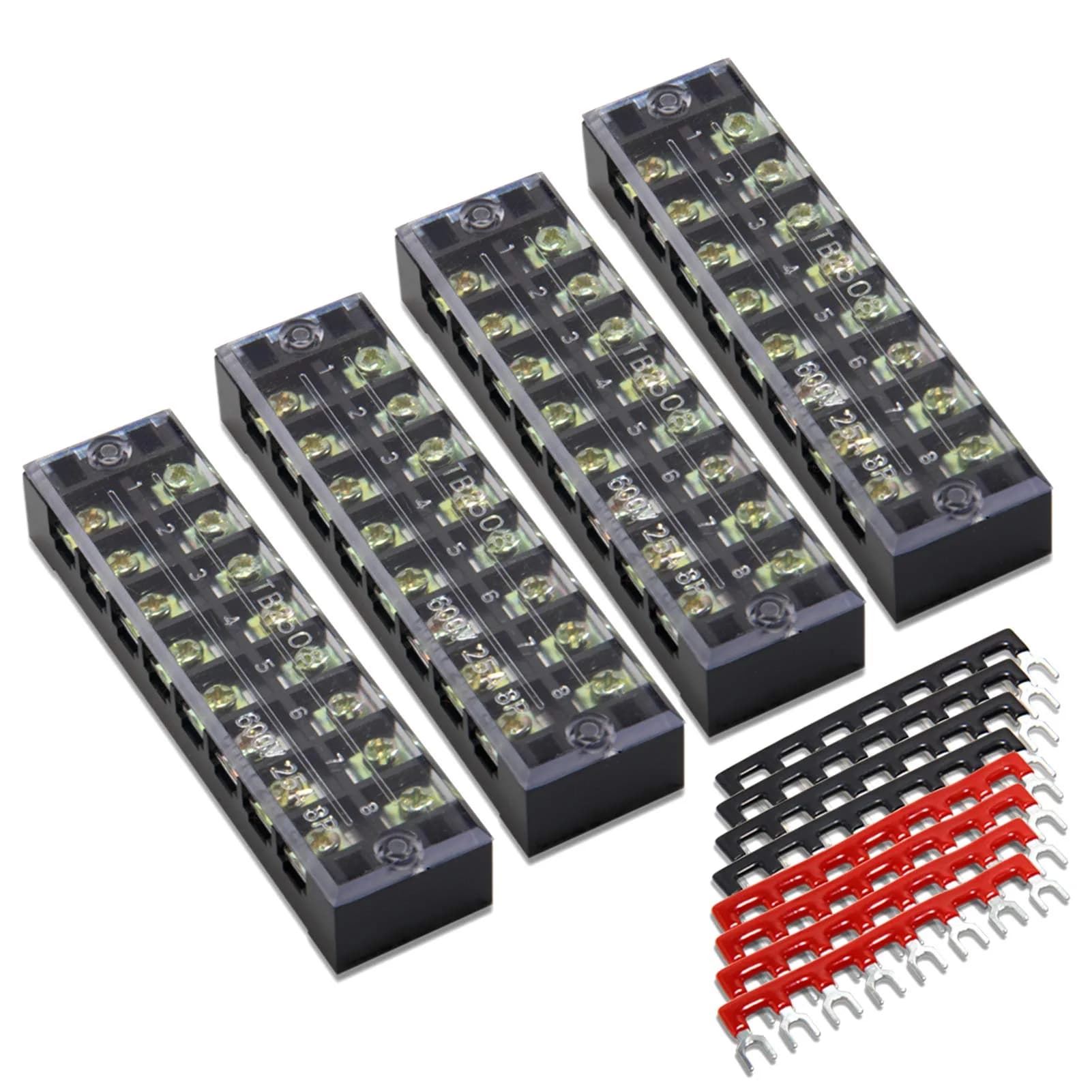MILAPEAK Terminal Block Strip 8 Circuits 600V 25A | Secure Wiring & Neat Installations - main product image
